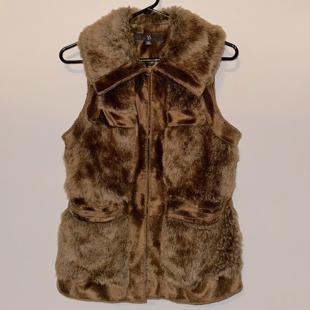 RLZ Vintage Faux Fur Brown Vest Sz XS